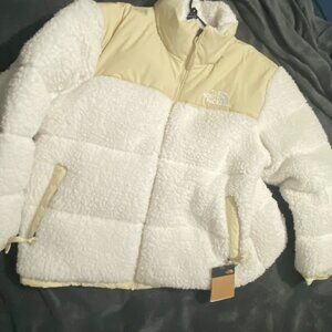 Mens TNF The North Face Sherpa High Pile Nuptse Down Jacket Size XXL White NWT